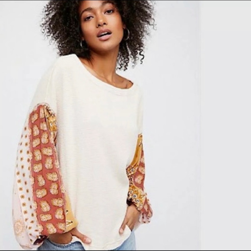 Free people balloon sleeve thermal top